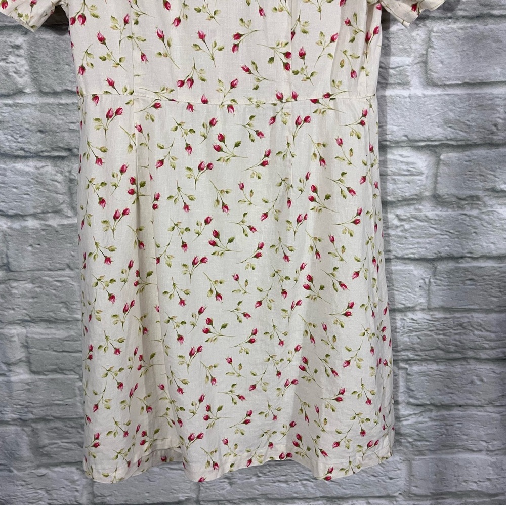 VTG 100% Linen Eddie Bauer Floral Button-Up Shirtdress Cottagecore Chic - Picture 8 of 13